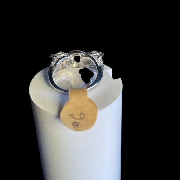 Luxury Panther Ring – Silver-Tone Pave Crystal Double Panther Head – Size 6 - Picture 4 of 5